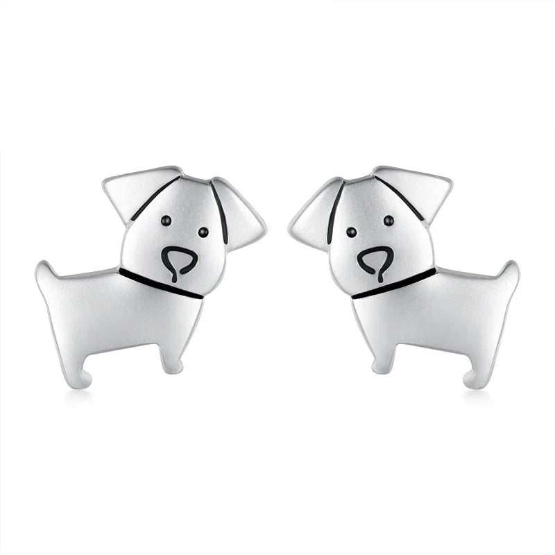TrustDavis Authentic 100% 925 Sterling Silver Women Jewelry Fashion Cute Tiny Hollow Dog Stud Earrings For Daughter Girls DS288