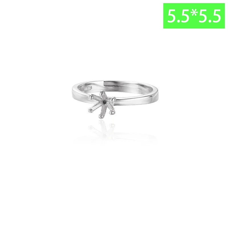 TrustDavis Real 925 Sterling Silver Fashion Six Claw Couple Ring Empty Stand Handmade DIY Accessories Wholesale DZ1688