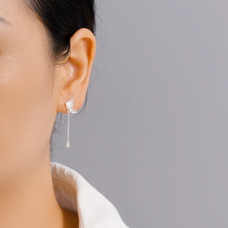 Butterfly Dazzling Chain Stud Earrings DT08