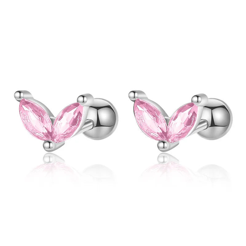 Geometric Star Colour CZ Screw Stud Earrings For Women Wedding Fine Jewelry DA052