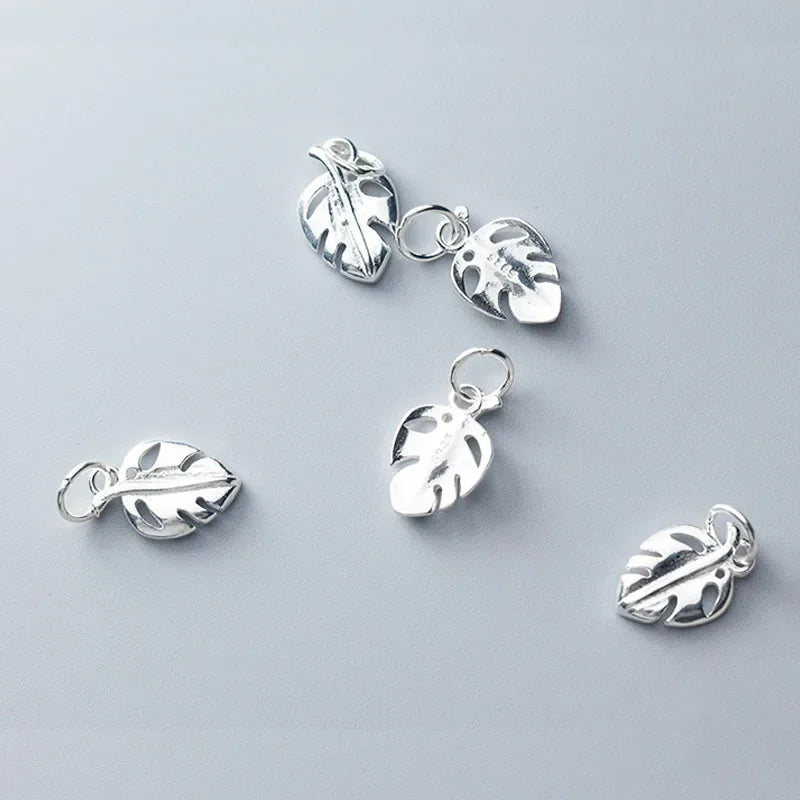 TrustDavis Real 925 Sterling Silver Fashion Sweet Hollow Leaves Charm Pendant Handmade DIY Accessories Jewelry Wholesale DZ134