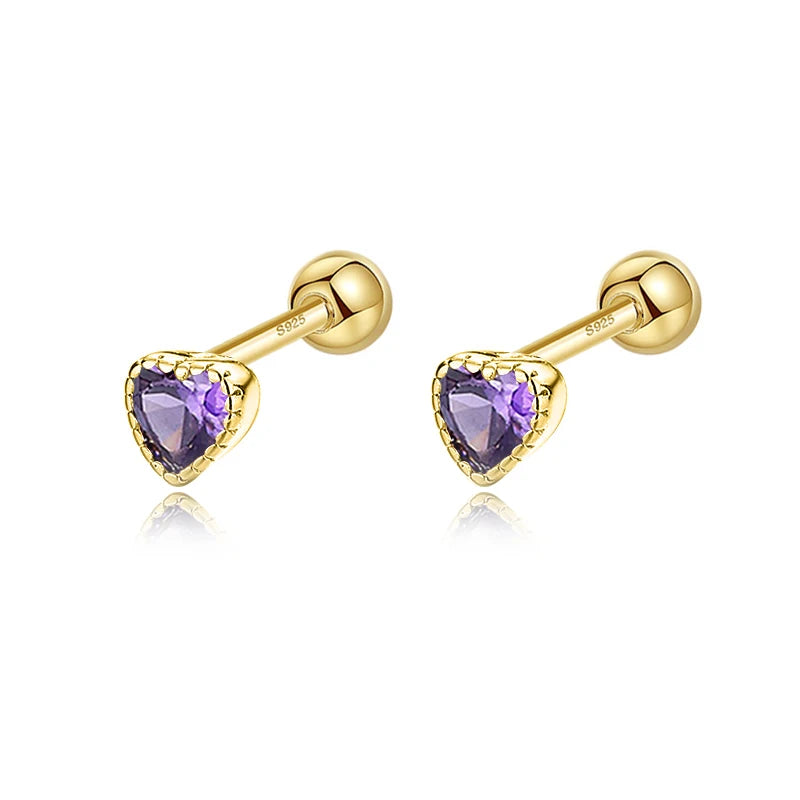 Geometric Star Colour CZ Screw Stud Earrings For Women Wedding Fine Jewelry DA052