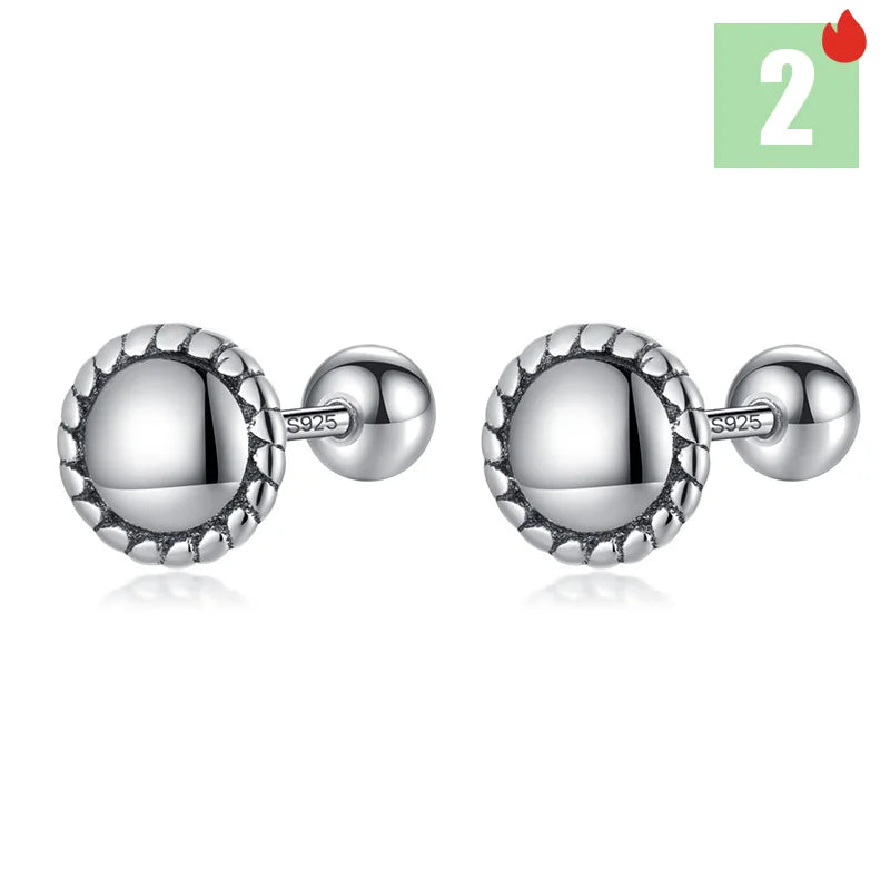 TrustDavis Real 925 Sterling Silver Heart Little Daisy Round Screw Stud Earrings for Women Wedding Trendy Fine Jewelry DS3473