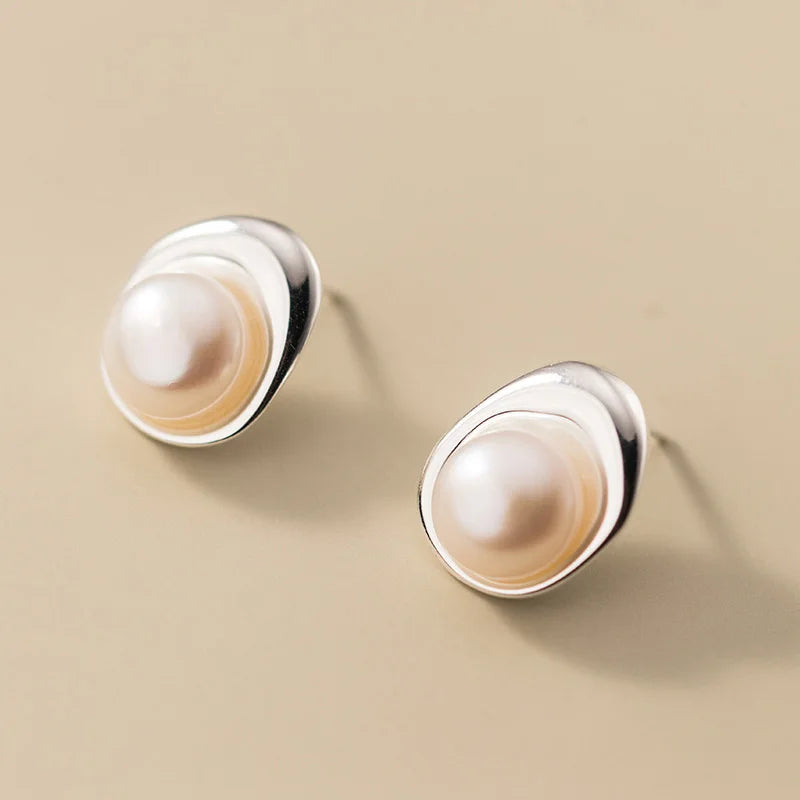 TrustDavis Elegant Real 925 Sterling Silver Pearls Stud Earrings for Women Lady Teen Fine S925 Jewelry Wholesale DS3746