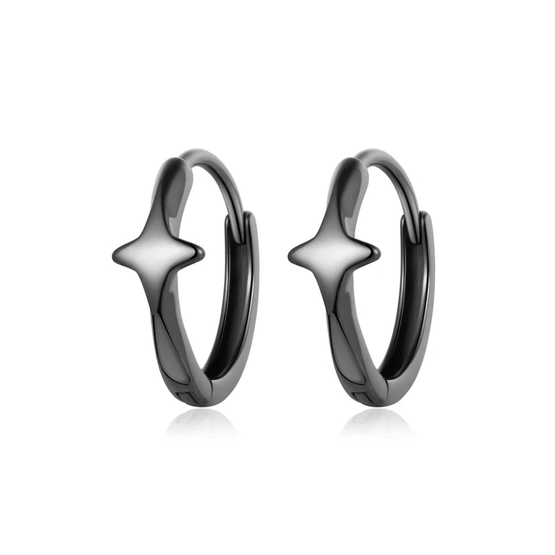 TrustDavis Real 925 Sterling Silver Fashion Simplicity Four Star Hoop Earring for Women Wedding Birthday Fine Jewelry DS4447