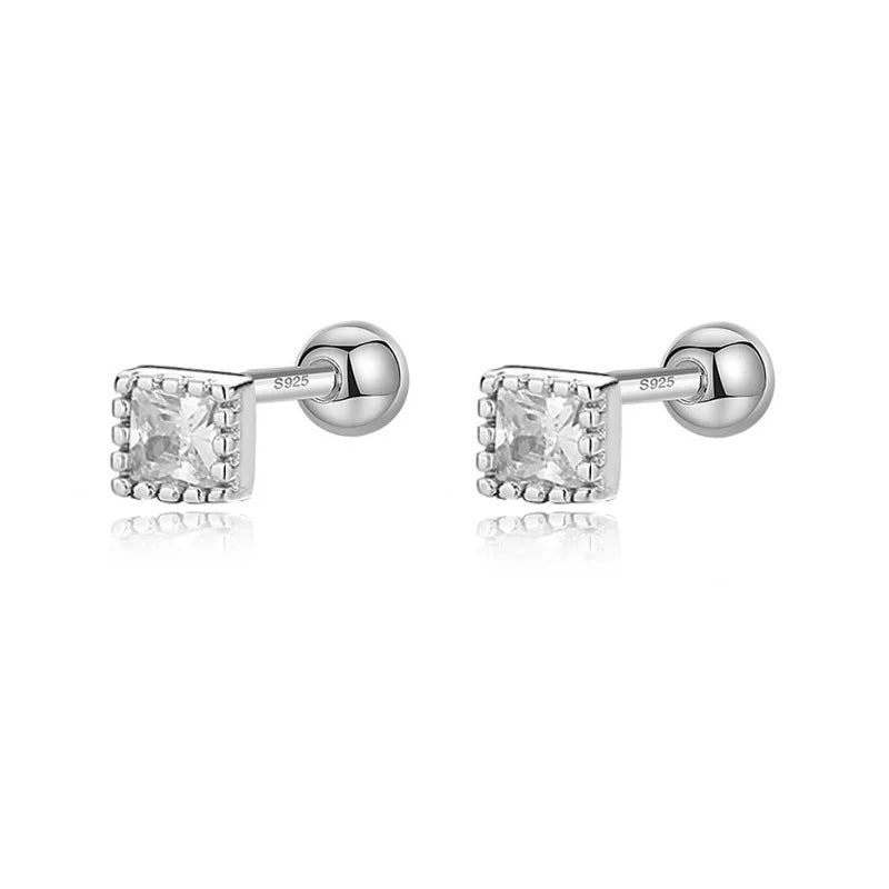 Geometric Star Colour CZ Screw Stud Earrings For Women Wedding Fine Jewelry DA052