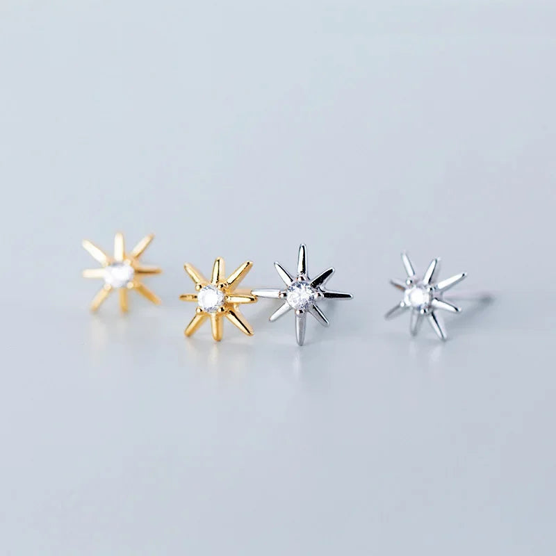 Trusta 100% 925 Sterling Silver Stud Earrings Star Ray New Style Fine Real Silver Jewelry for Daughter Birthday Gift DS1350