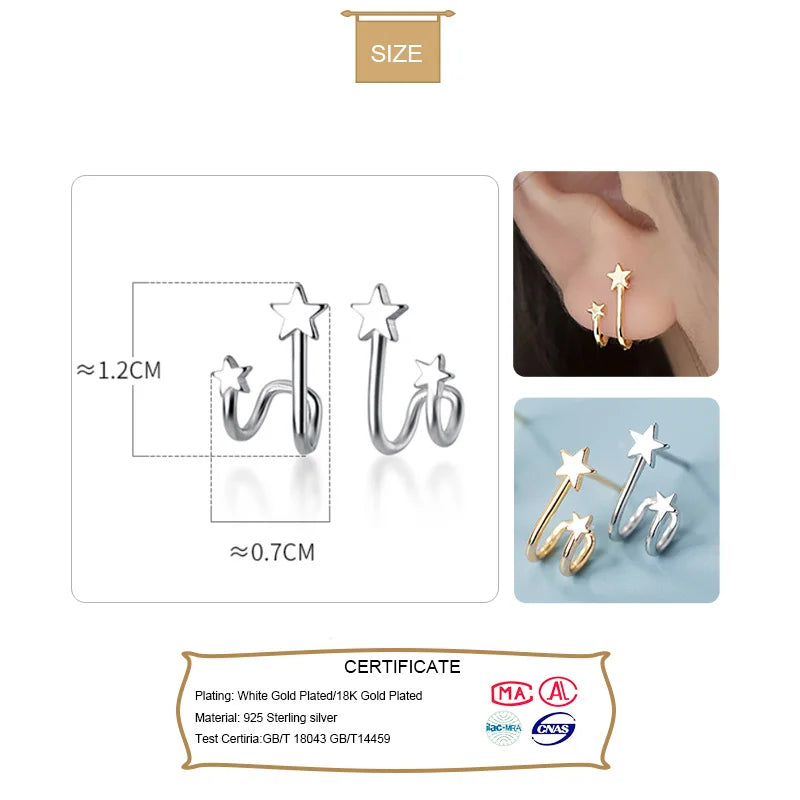 Sweet Double Stars Charm Stud Earrings DS105