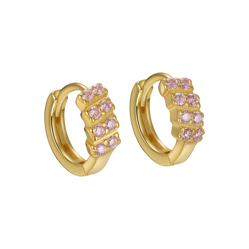 TrustDavis Real 925 Sterling Silver Women's Fashion Colorful Zircon Circle Earrings for Women Girls Gift Fine Jewelry DS4670