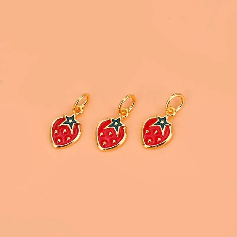 TrustDavis Real 925 Sterling Silver Cute Strawberry Charm Pendant Handmade DIY Accessories Fine Jewelry Wholesale DZ1711