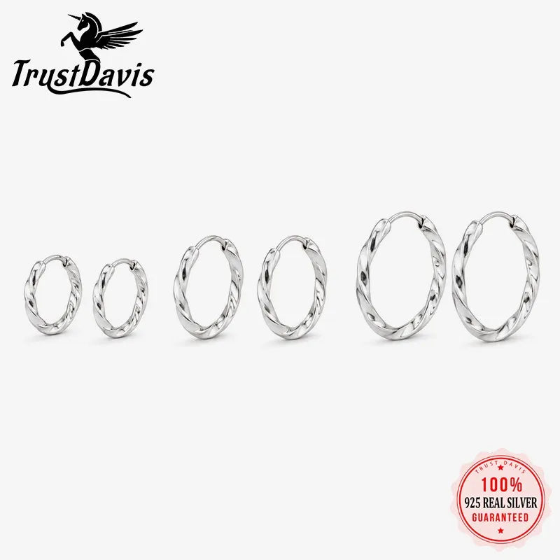 Silver Twisted Braided Hoop Earrings DS4966