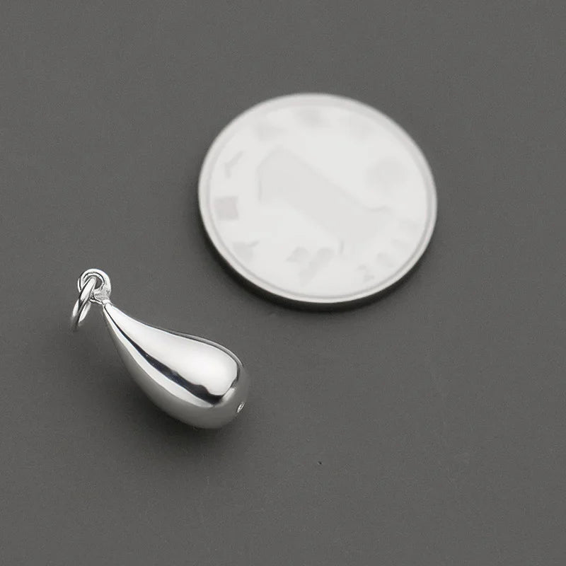 TrustDavis Real 925 Sterling Silver Necklace Bracelet Pendant Smooth Water Drop Handmade DIY Accessories Jewelry DZ891
