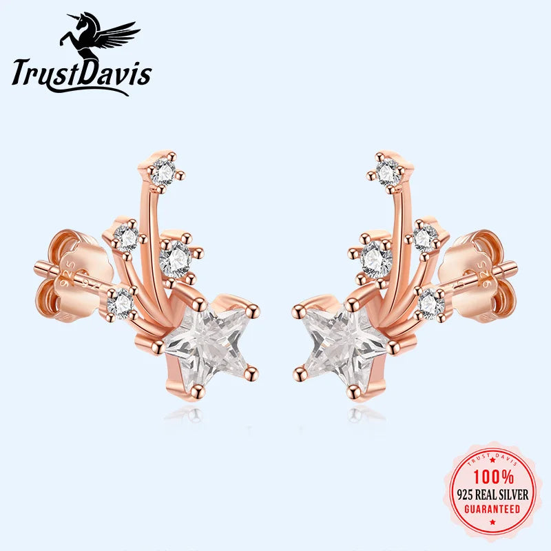 925 Sterling Silver Sweet Symmetry Star Stud Earrings DA1232