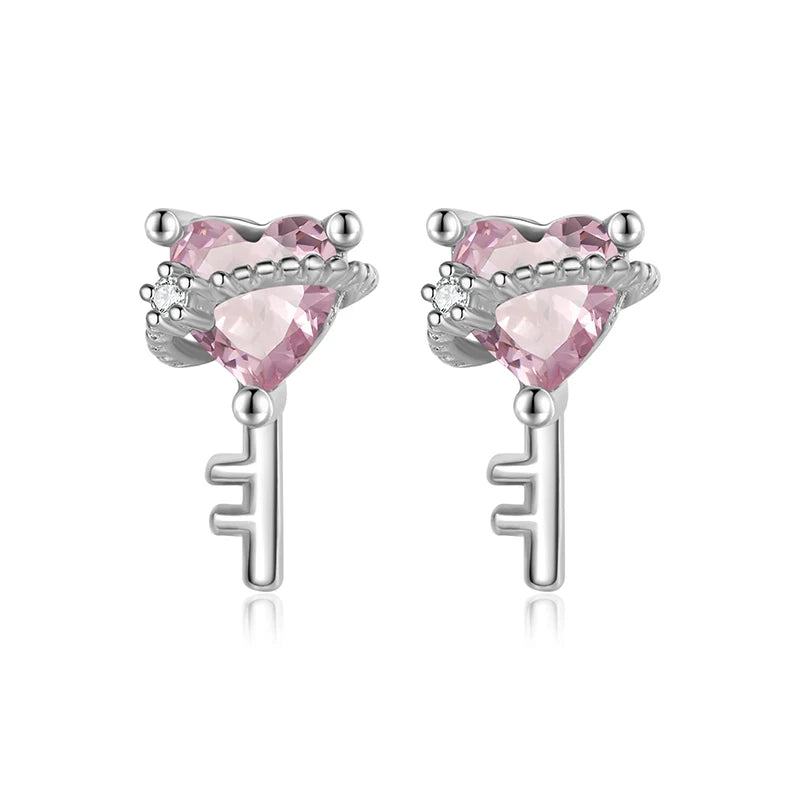 Sweet Love Zircon Key Stud Earrings DA3216