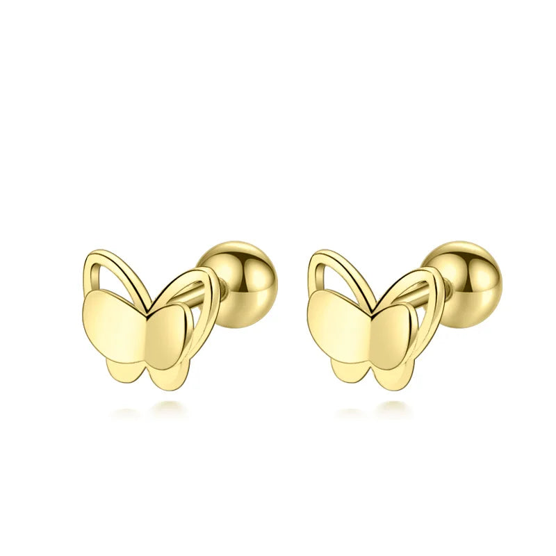 TrustDavis Authentic 925 Sterling Silver Cute Butterfly Stud Earrings for Women Girls Kids Birthday Gift Jewelry DS3919