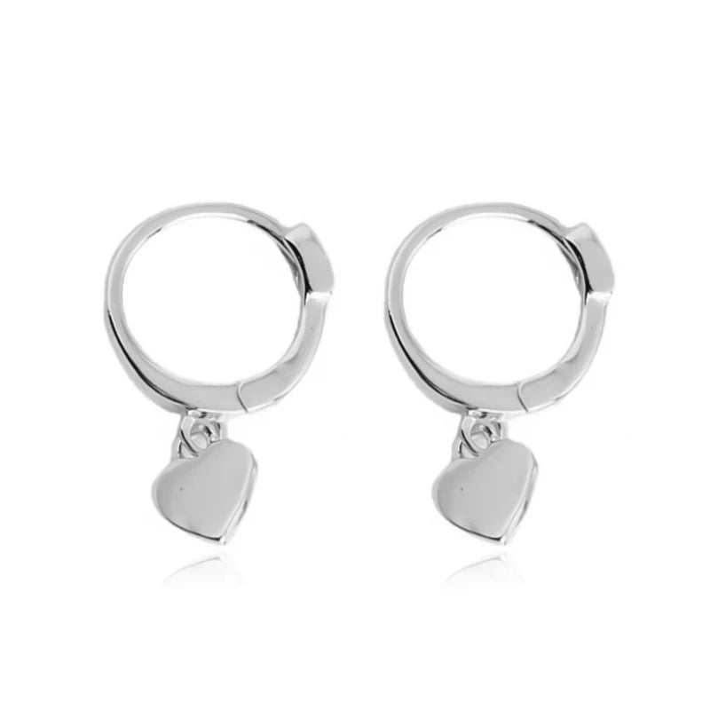 TrustDavis Authentic 925 Sterling Silve Fashion Romantic Heart Charm Hoop Earrings For Women Wedding Party Fine Jewelry DA2114