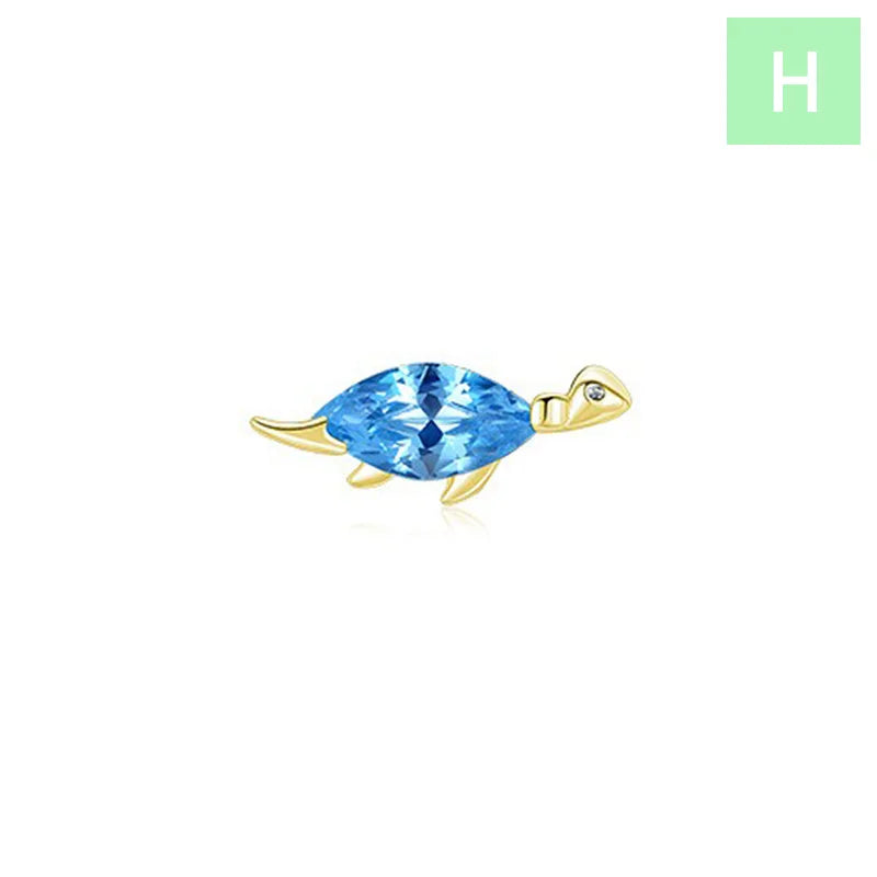 Trustdavis Real 925 Sterling Silver 1Pcs Fashion Cute Dinosaur Stud Earrings Women Girls Birthday Party Gift Jewelry DA1379