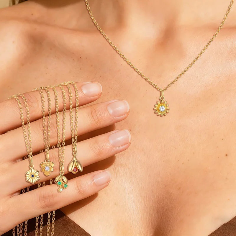 Trustdavis Real 925 Sterling Silver Feshion Simple 12 Months Birth Flower Pendant DIY for Women Girls Fine Jewelry DS4742