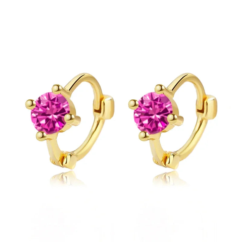 TrustDavis Real 925 Sterling Silver 2025 18K Gold Colour CZ Hoop Earrings For Daughter Girls Birthday Gift Fine Jewelry DG0078