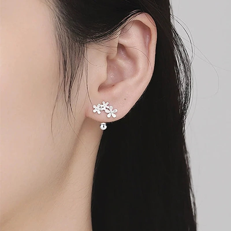 Trustdavis Real 925 Sterling Silver Fashion Sweet Flowers Stud Earrings Woman Girls Birthday Party Gift Jewelry DS4134