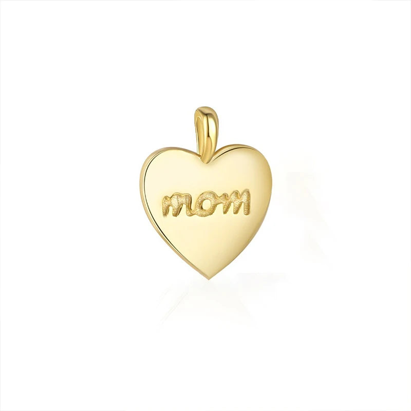 TrustDavis Real 925 Sterling Silver Fashion Heart-shaped/mom Heart Pendant for Women Girl Birthday Gift Fine Jewelry DS4669