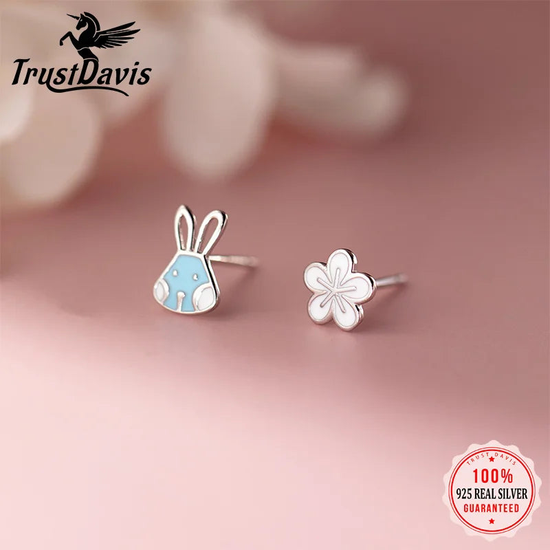 Rabbit and Flower Stud Earrings DS4805