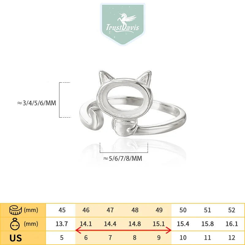 cat ring 3 4 5 6 empty bracket handmade DIY jewelry DZ1690