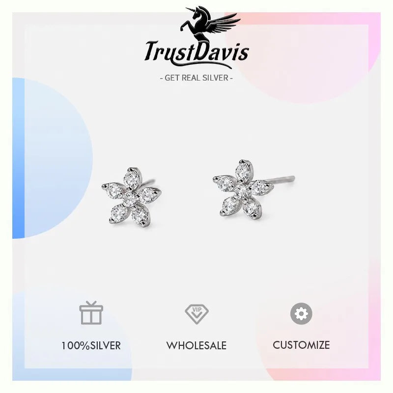 Fshion Cherry Blossom Zircon Stud Earrings for Women DS4965