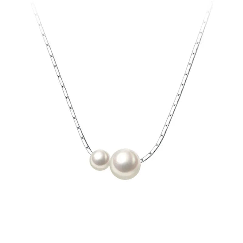 Trustdavis Real 925 Sterling Silver Fashion Synthesis Pearl Charm Clavicle Necklace For Women Wedding Party Fine Jewelry DA2244