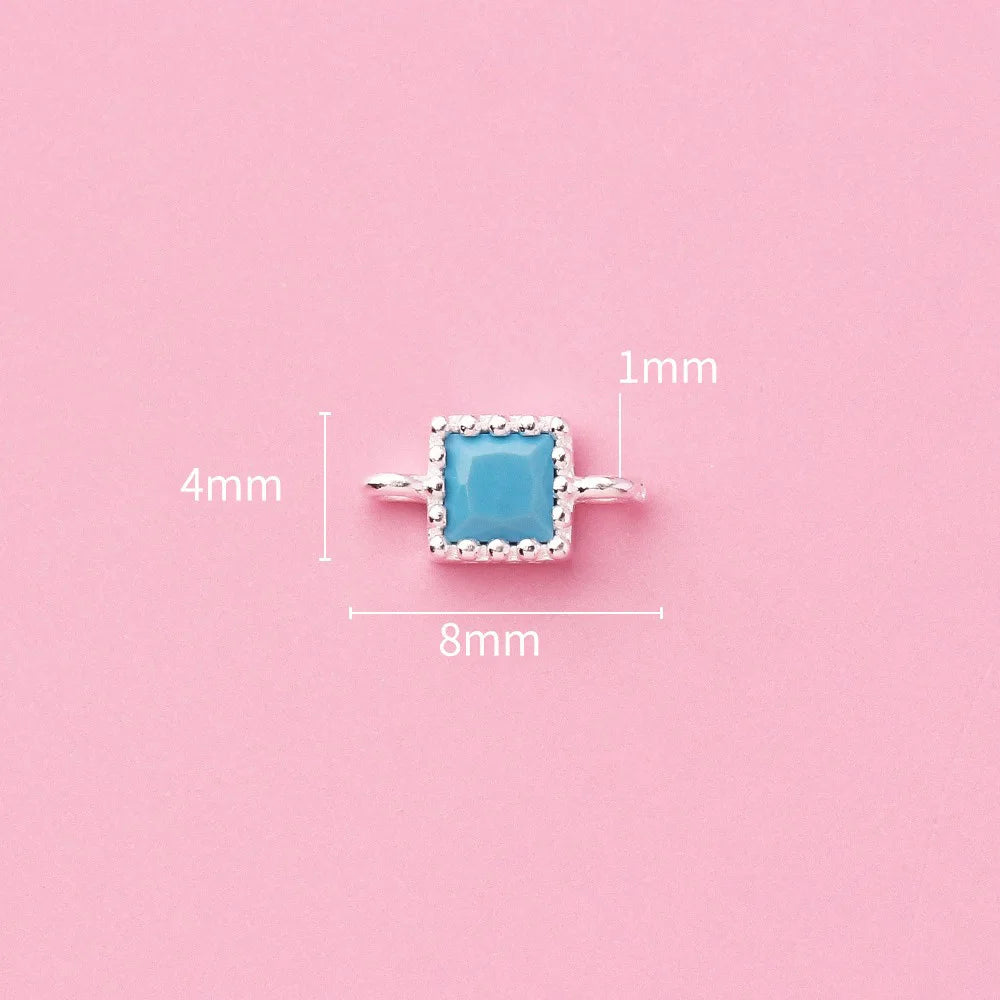 Simple Double Ring Square Charm Pendant Handmade DIY Accessories DZ1659