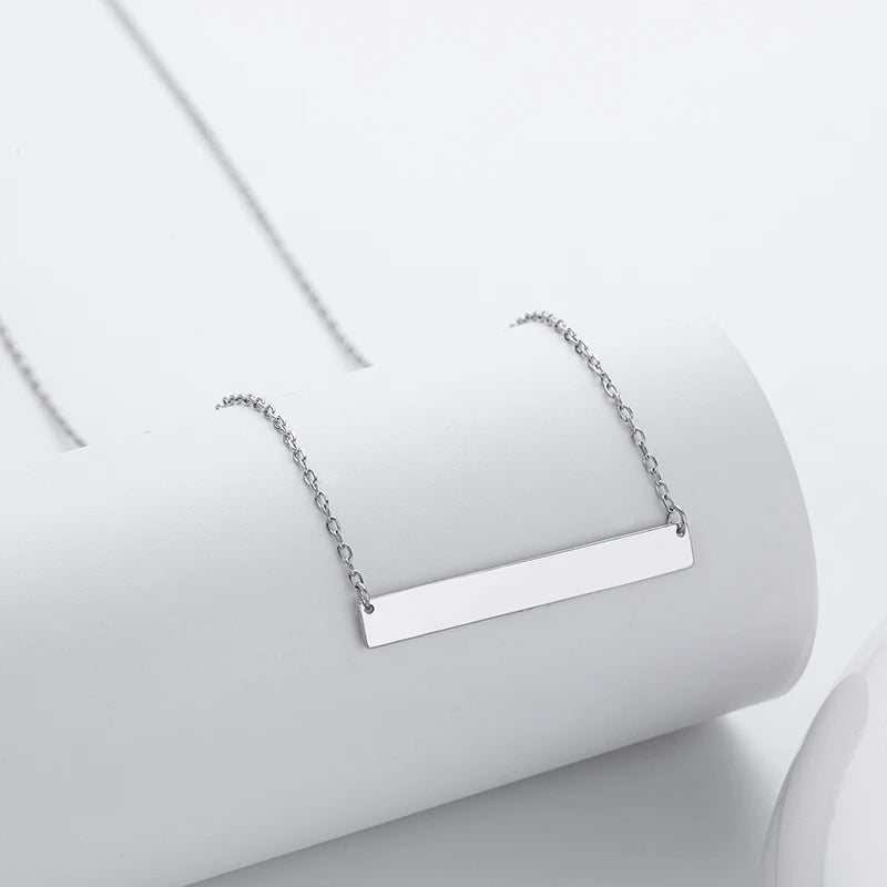 TrustDavis Real 925 Sterling Silver Women's Fashion Simple Long Banner Necklace for Women Girl Birthday Gift Fine Jewelry DS4666