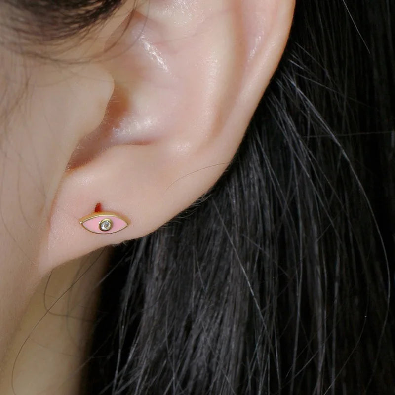 TrustDavis Real 925 Sterling Silver fashion fine small eyes Stud Earrings for Women Minimalist Jewelry DA3236