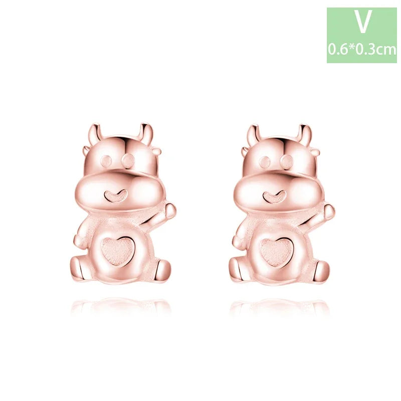 Trustdavis Real 925 Sterling Silver Chinese Zodiac Signs Screw Stud Earrings For Women Daughter Birthday Gift Jewelry DS4430