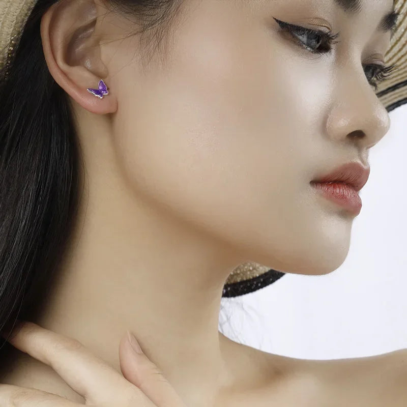 Colour Glaze Insect Butterfly Screw Earrings DF327