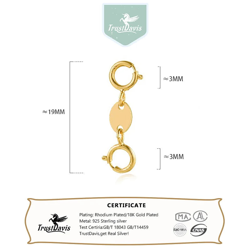 TrustDavis 925 Sterling Silver Fashion Classic Office Double-ended clasp DIY Necklace Bracelet Accessories Fine Jewelry DZ1838