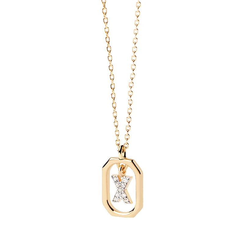 Square Hollow 26 Letter Necklace DS4772