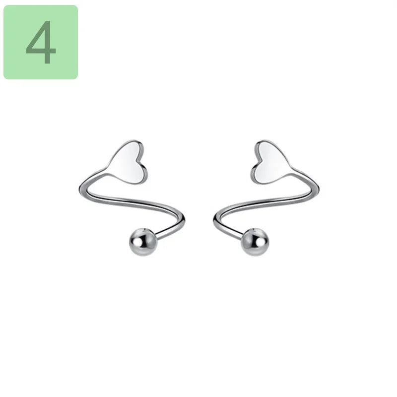 TrustDavis Genuine 925 Sterling Silver Women's Small Star Heart Screw Ear Bones Ear Buckle Tightly Packed Mini Earrings DA2099