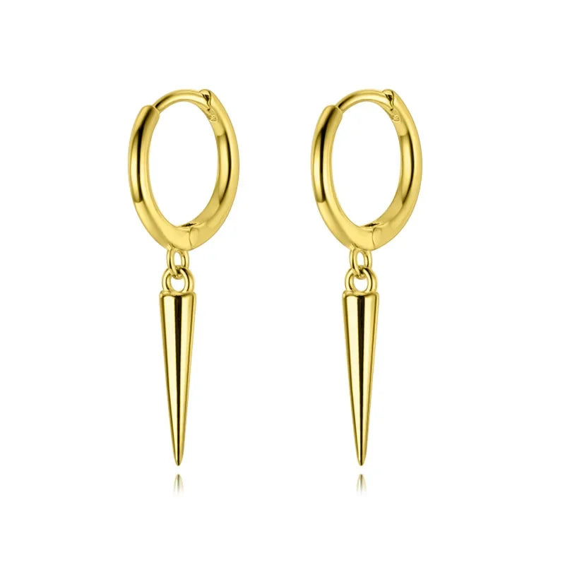 Hanging Rivet Cone Pendant Hoop Earrings DA472