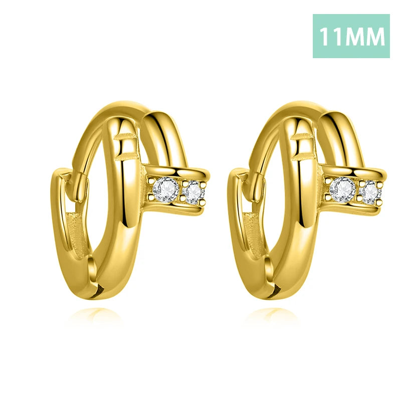 Trustdavis Womens Fashion 100% 925 Sterling Silver Geometric Hoop Earrings Set with Diamonds Anniversary Party DS4098