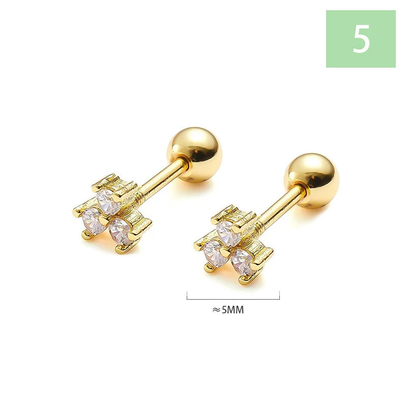 Geometric Zircon Screw Stud Earrings DS4644