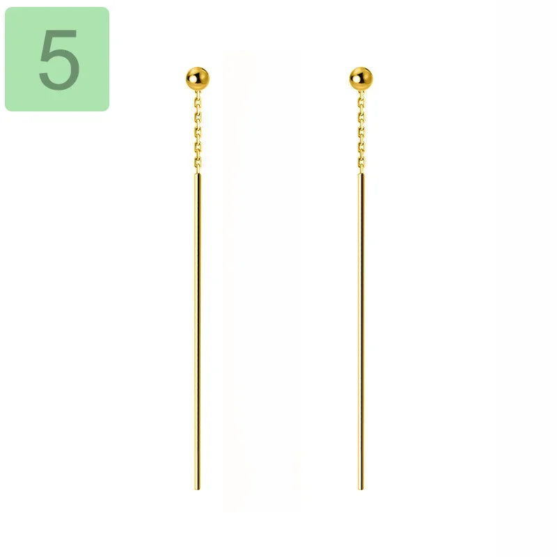 Trusta minimalist 925 Sterling Silver Stud Earring Little Bead Linked 4cm Stick For Women Creative Fashion Silver Jewelry DA866