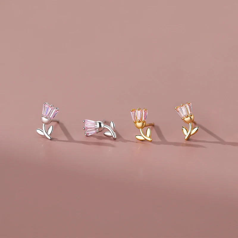 TrustDavis Girls 925 Sterling Silver Elegant Flower Stud Earrings For Women Daughter Girls Birthday Gift Jewelry DS4181