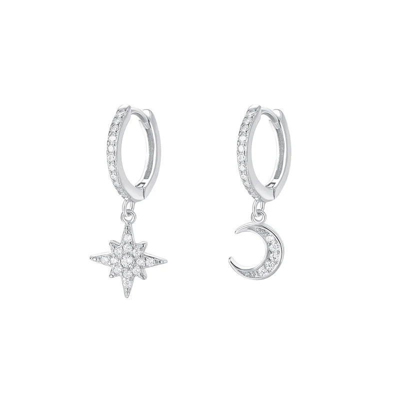 Star Zircon Earrings Star and Moon Earrings for Women Gift Jewelry DS4209