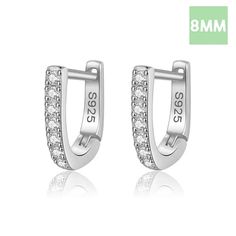 925 Sterling Silve Fashion Minimalist Geometric Zircon Gothic Hoop Earrings DA2723