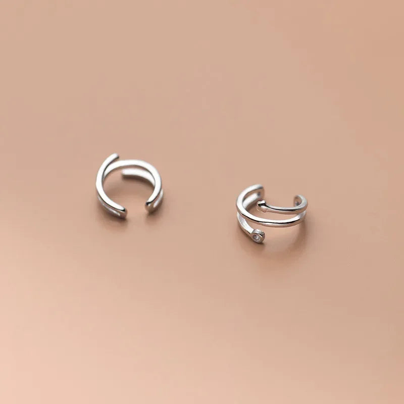 TrustDavis Real 925 Sterling Silver Fashion Sweet 3 Layer Star CZ Charm Clip Earrings For Women Wedding Party Jewelry DA2467