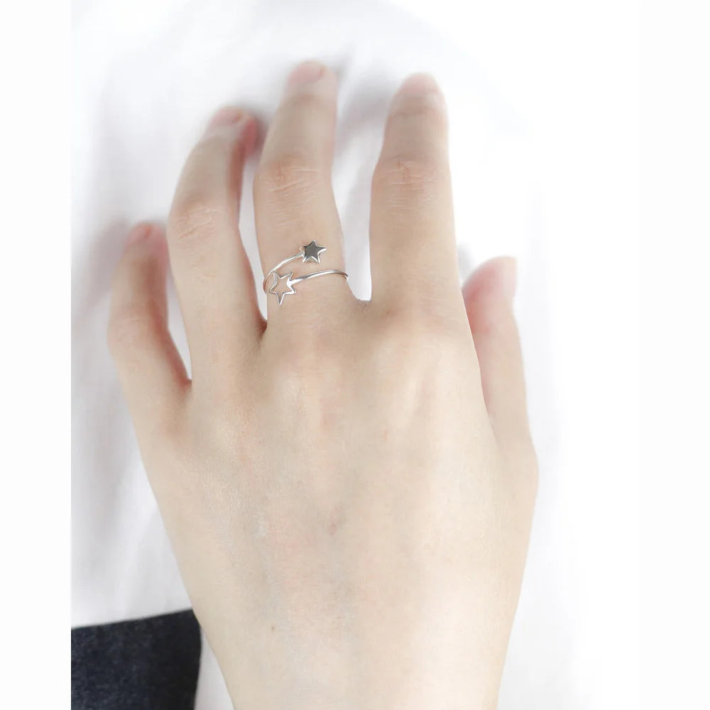 TrustDavis New 100% 925 Sterling Real Silver Fashion Women Star Rings Size 5 6 7 Wonderful Gift For Girls Teens Lady's DS587