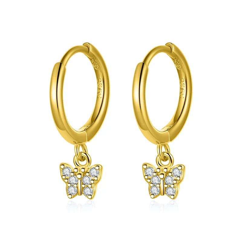 Hoop Earrings Charm Butterfly Zircon DS4116