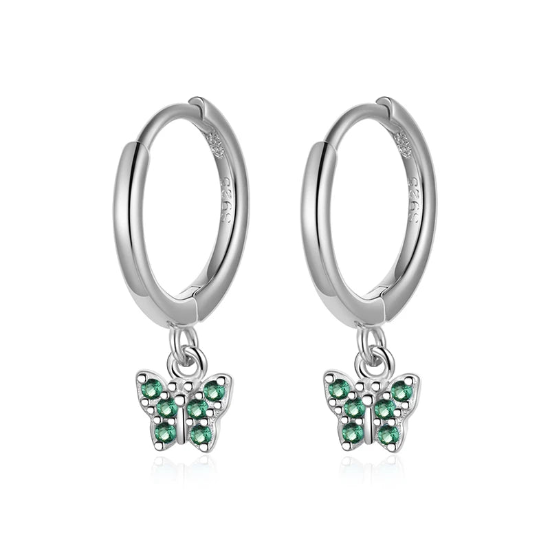 Hoop Earrings Charm Butterfly Zircon DS4116