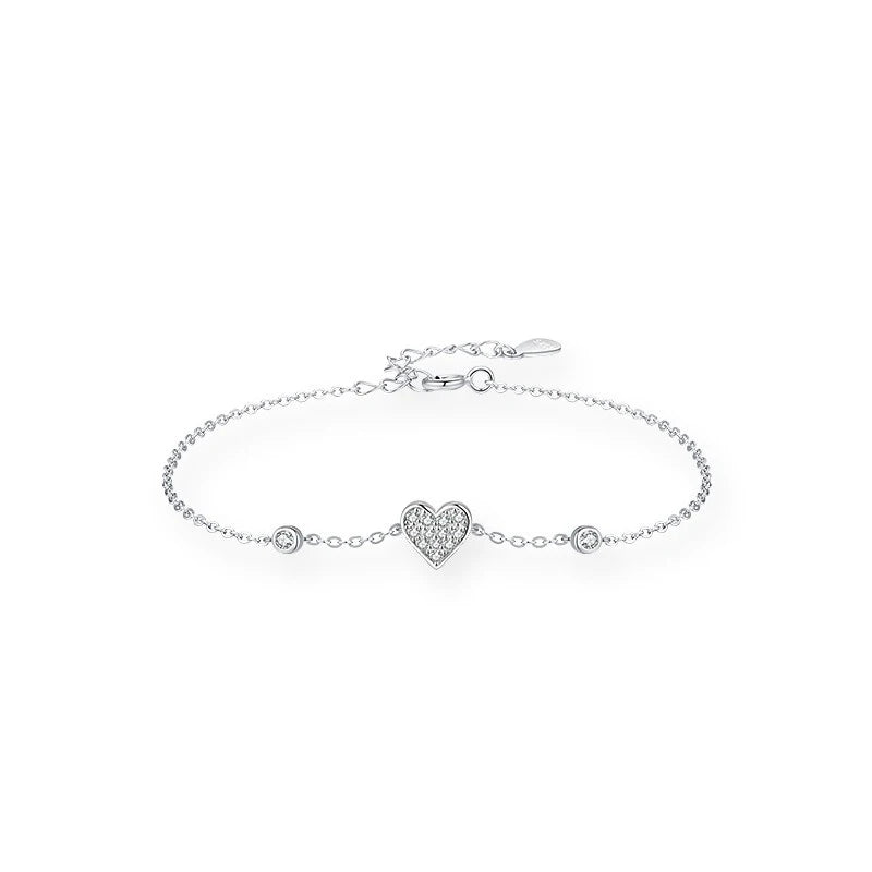 TrustDavis 925 Sterling Silver Women's Fashion Simple Heart/Star/Moon/Butterfly Bracelet for Women Girls Jewelry Gift DS4260