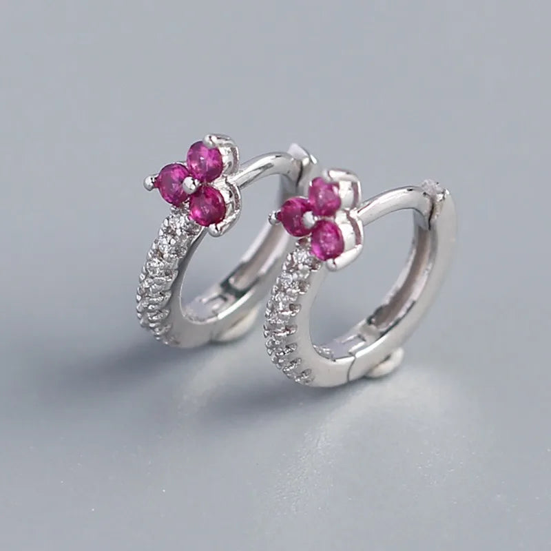 Colored Flower Zircon Earrings DS4843